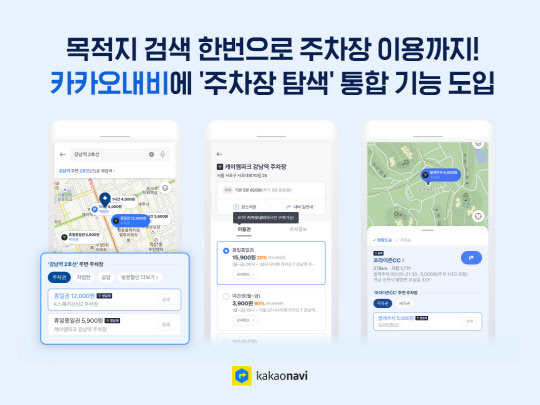 카카오모빌리티가 카카오내비에 '주차장 탐색' 통합 기능을 도입했다. 카카오모빌리티 제공